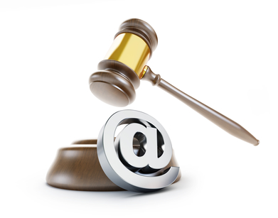 gavel email spam 3d Illustrations on a white background