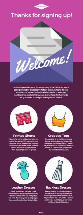 An example email template for a welcome to the family email An image showing an email template for a welcome to the family email