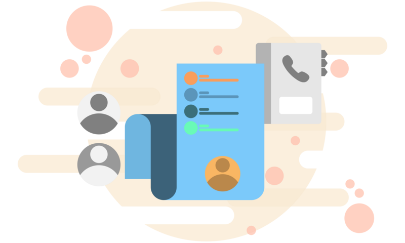 A graphic showing various contact lists