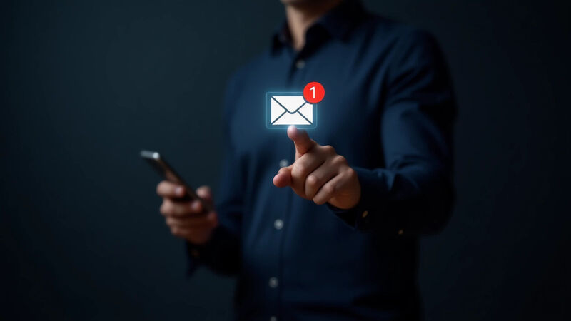 What Does Open Rate And Click Rate Mean In Email? An image showing a finger on an envelope representing the clicking of an email