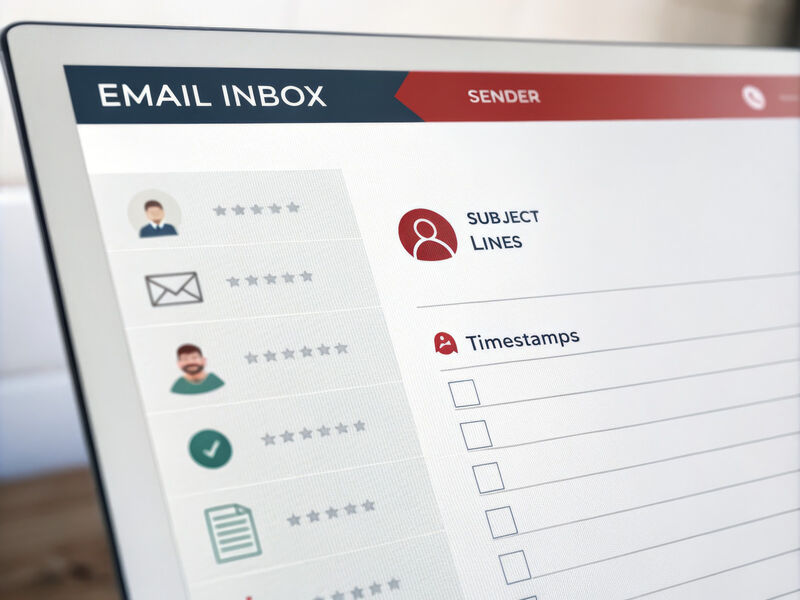 A picture showing an email inbox with subject lines