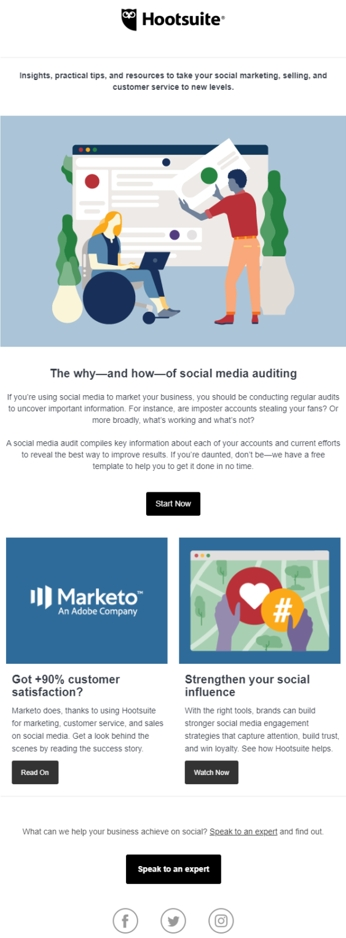 A screenshot of Hootsuite’s email newsletter