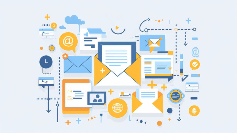 A graphic showing a busy image with lots of emails being sent in bulk