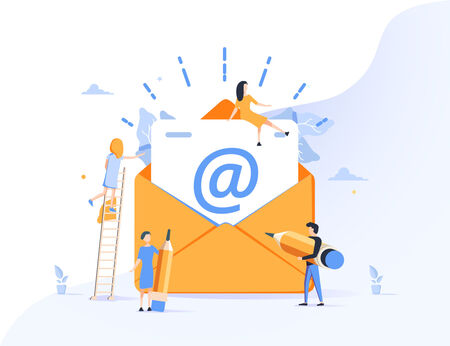 Graphic showing email marketing, Internet chatting, 24 hours support
