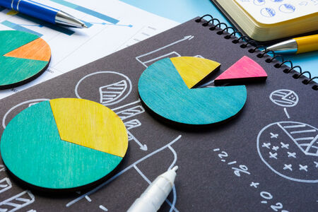 Graphic showing colorful charts and data as segmentation symbol ideas