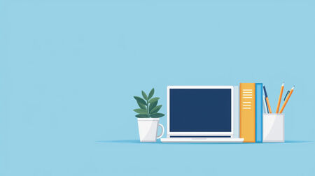 A graphic showing a computer and pencils as if designing a personalized email footer