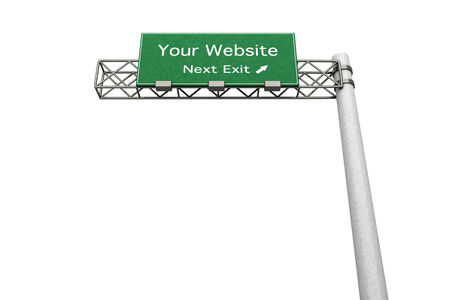 Image showing a road sign with text of your website next exit