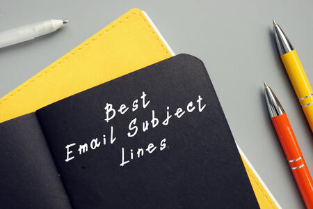 A graphic showing a business concept meaning Best Email Subject Lines with phrase on the sheet.
