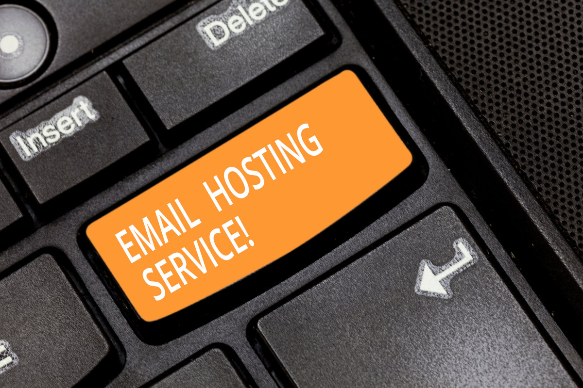 If only selecting an email hosting service was as easy as hitting a key on a keyboard An image showing a keyboard with a key for email hosting service