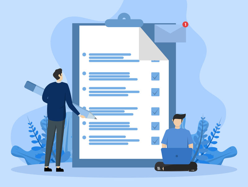 A complete guide to email list management A graphic with a list of items and a checklist