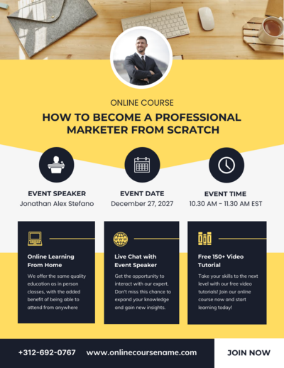 An image showing an email template for event promotion