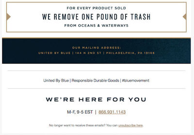 Screenshot of United by Blue email newsletter