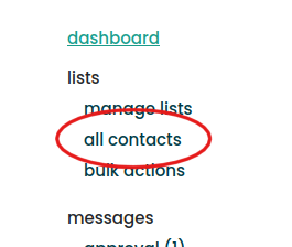An image showing the new contacts menu