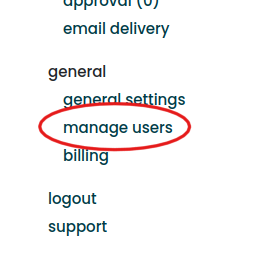 An image showing the new location of the manage users menu
