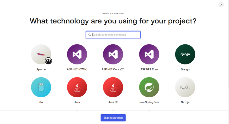 Shows a list of web frameworks to choose