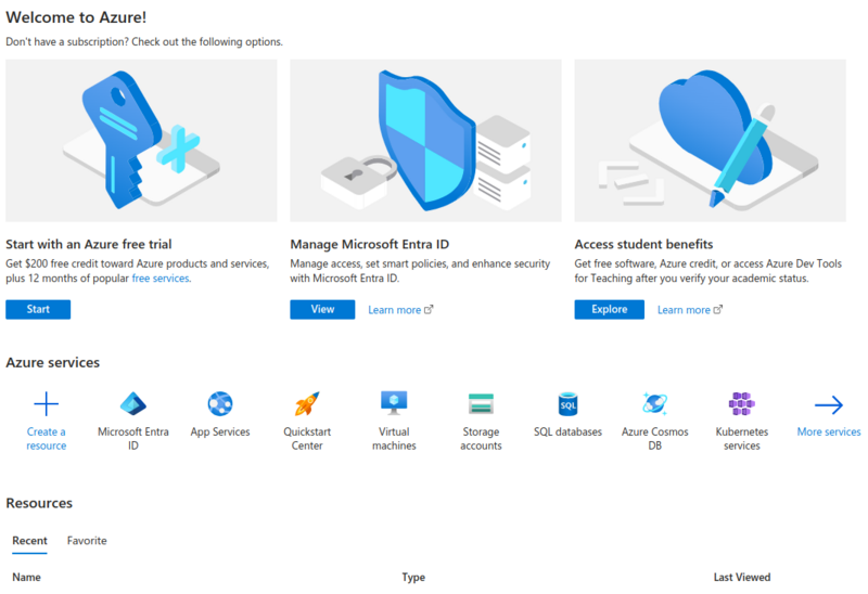 Microsoft Azure Dashboard