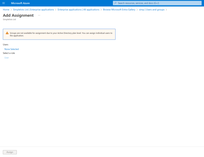 Azure Add Assignment