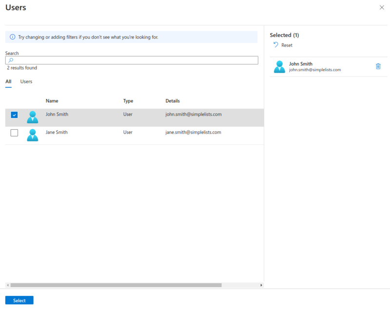 Azure Select User