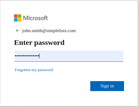 Azure enter password