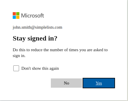 Azure Stay Logged In