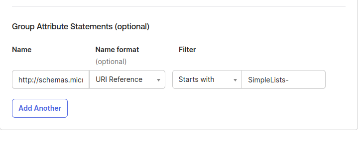 08-saml-okta-group-attribute-statements Shows the SAML group Attributes