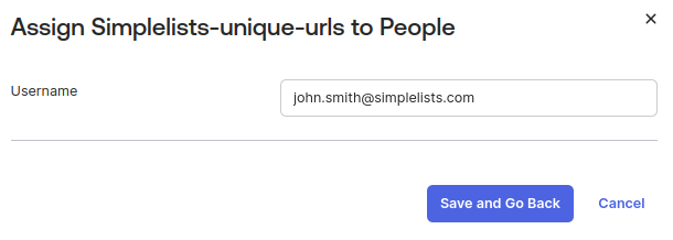 Shows the assignment of a person to the SAML application