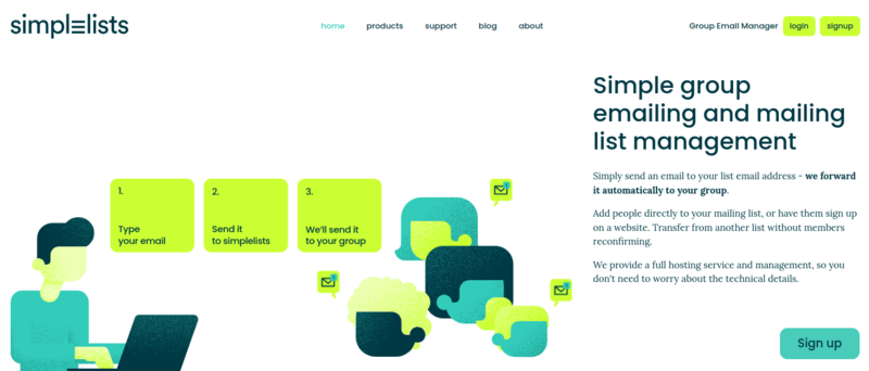 Shows the Simplelists Main page