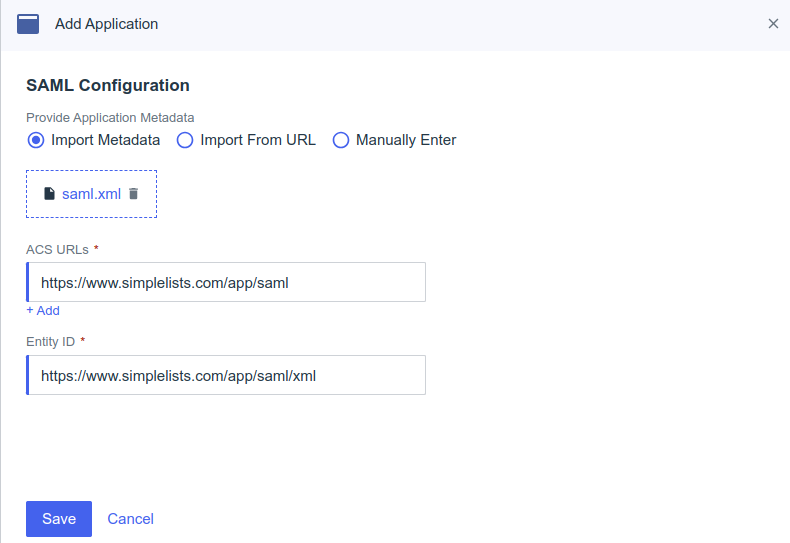 Show Save Metadata Page