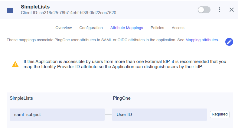 Shows the Attribute Configuration page