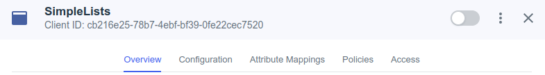 Shows Enable the Application toggle