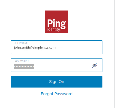16-saml-ping-login Shows the Ping Login Screen