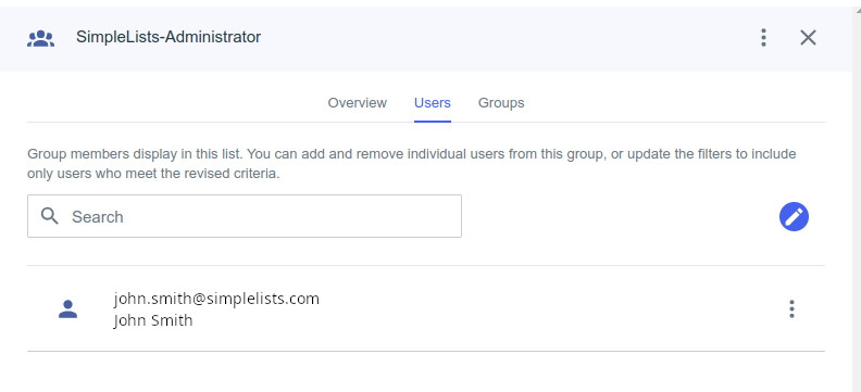 22-saml-ping-user-list-in-group Shows the selected user in the group