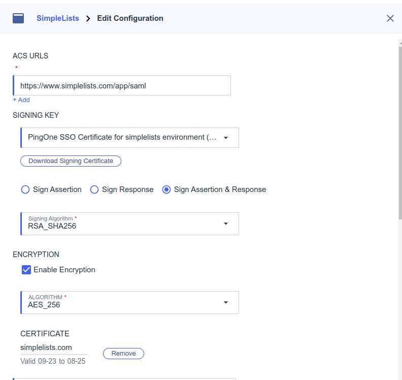 Show Encryption Settings